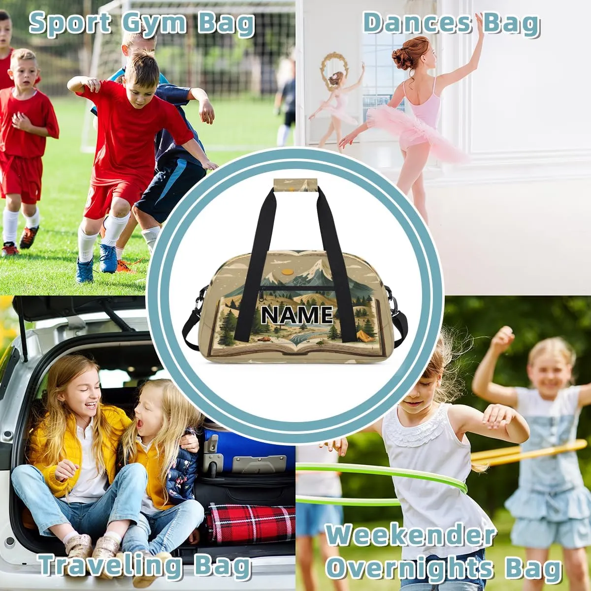 Mountain Nature Mini Gym Bag 18 inch for Women Men Waterproof Custom Abstract Boho Travel Duffel Bag Carry On Overnight Tote Nurse Bag for Work Fitness Hiking