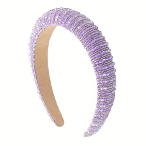 Natalie Mills Brianna Headband in Lilac! Glamorous Headbands for Ladies! Top Trending Hair Accessories. Rhinestone & Pearl Headbands