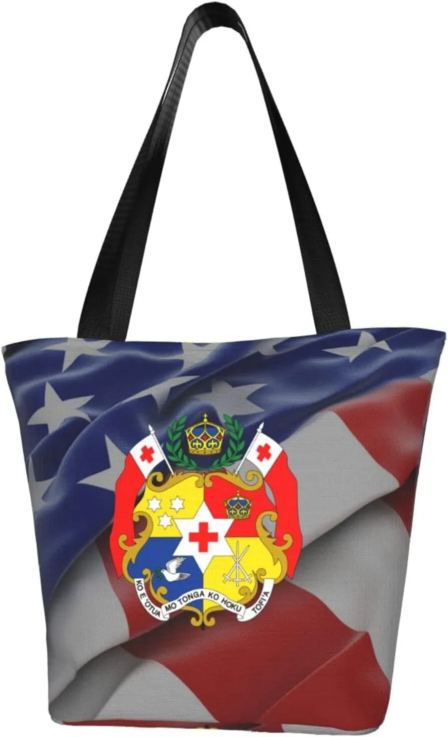 National Emblem of Tonga Women'S Casual One Shoulder Carry Shopping Bag Large Capacity Working Storage Handbag
