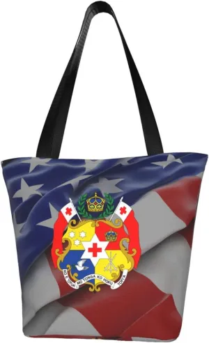 National Emblem of Tonga Women'S Casual One Shoulder Carry Shopping Bag Large Capacity Working Storage Handbag