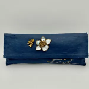 Navy with Mother of Pearl Flower and Brass Bee