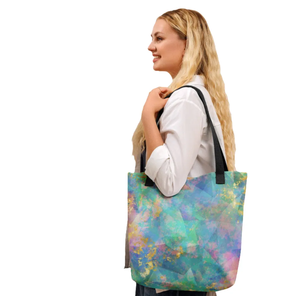Neon  Fractal Geometric All Over Print Tote Bag