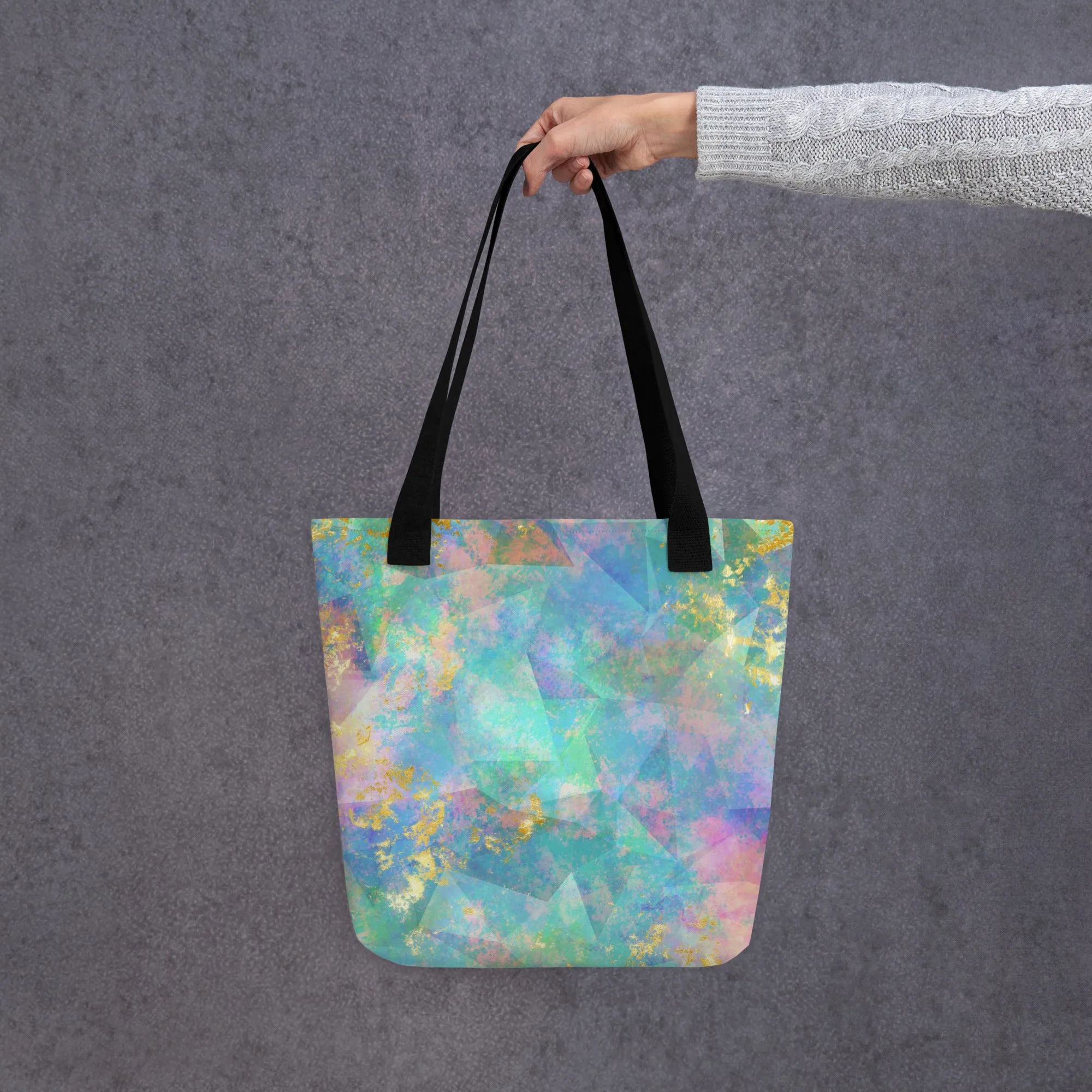 Neon  Fractal Geometric All Over Print Tote Bag