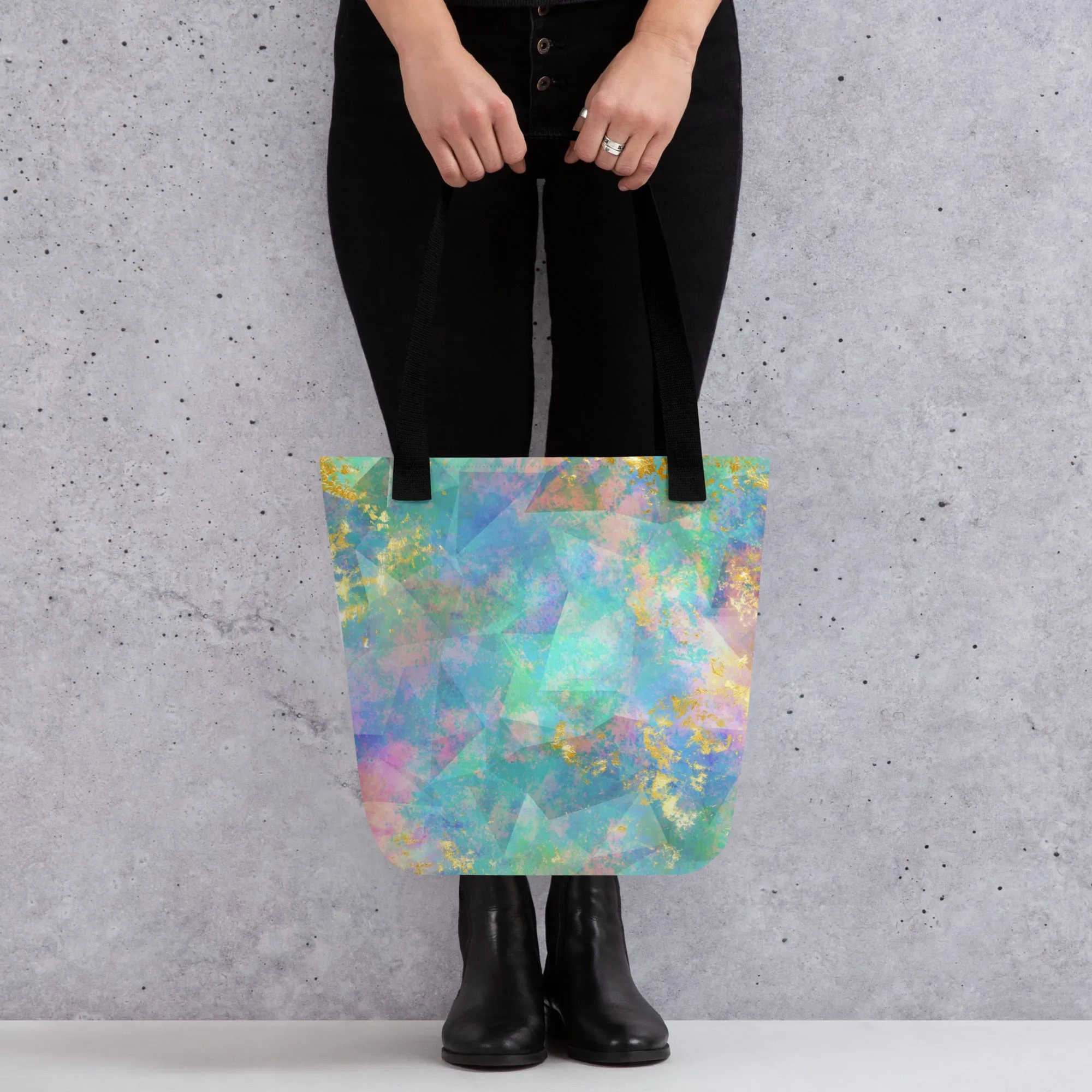 Neon  Fractal Geometric All Over Print Tote Bag
