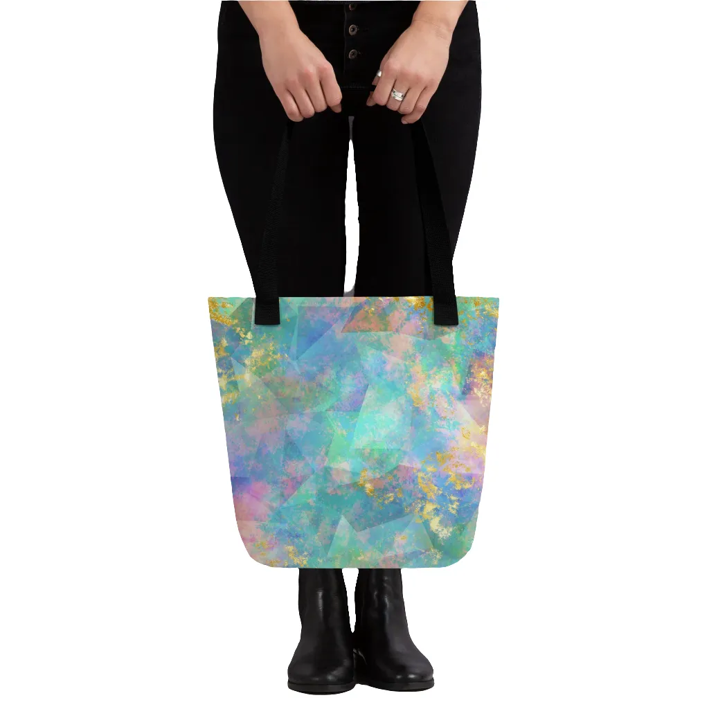 Neon  Fractal Geometric All Over Print Tote Bag