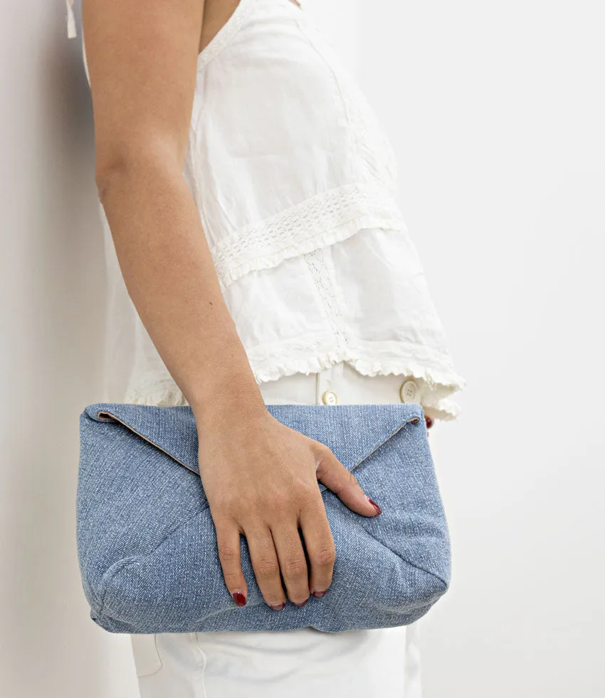 NERYS Envelope Clutch in Denim