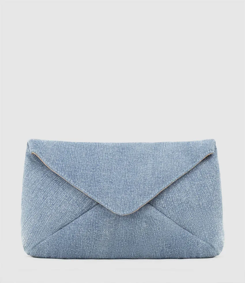 NERYS Envelope Clutch in Denim