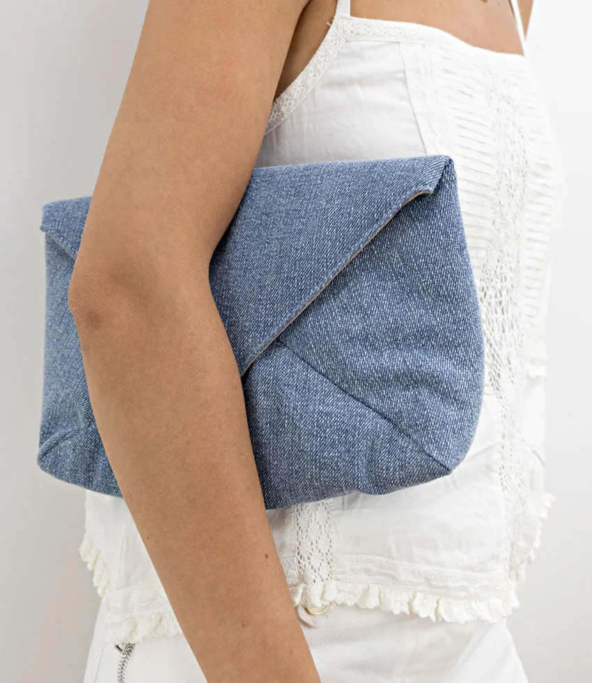 NERYS Envelope Clutch in Denim
