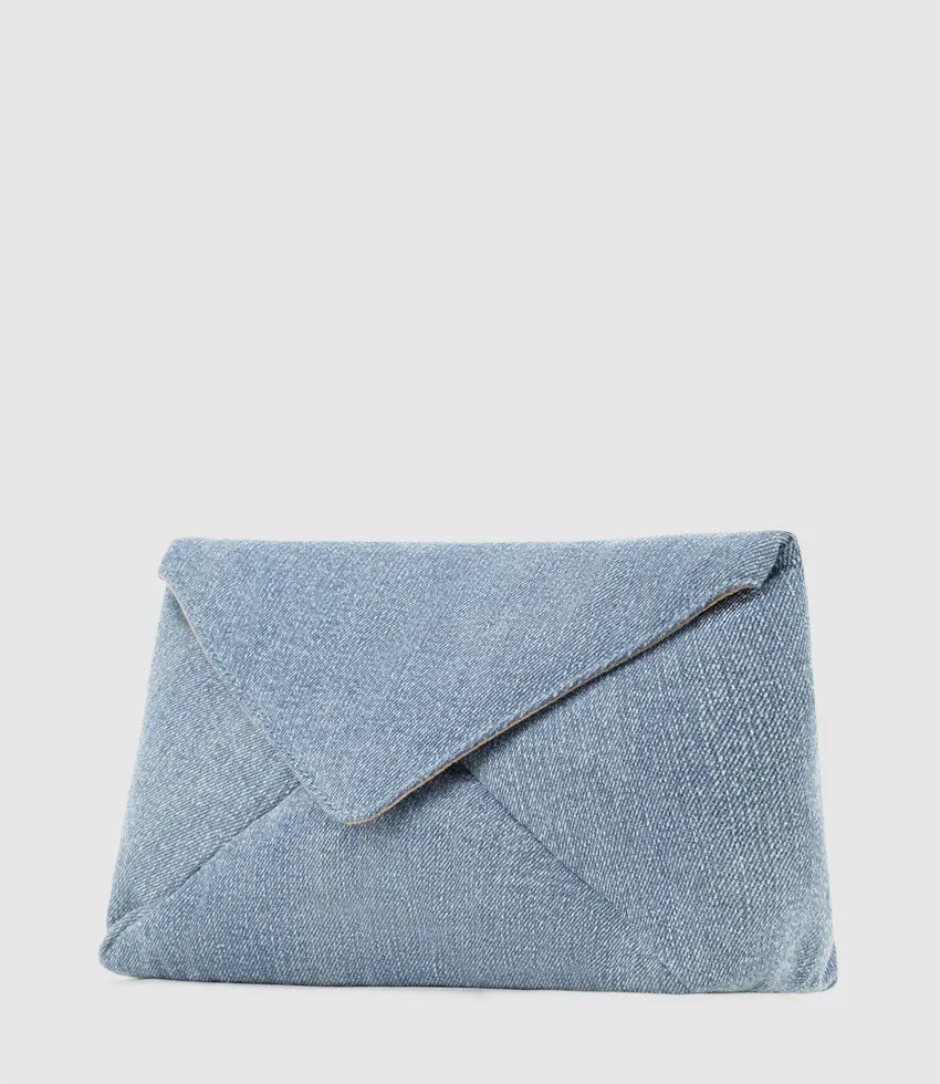 NERYS Envelope Clutch in Denim