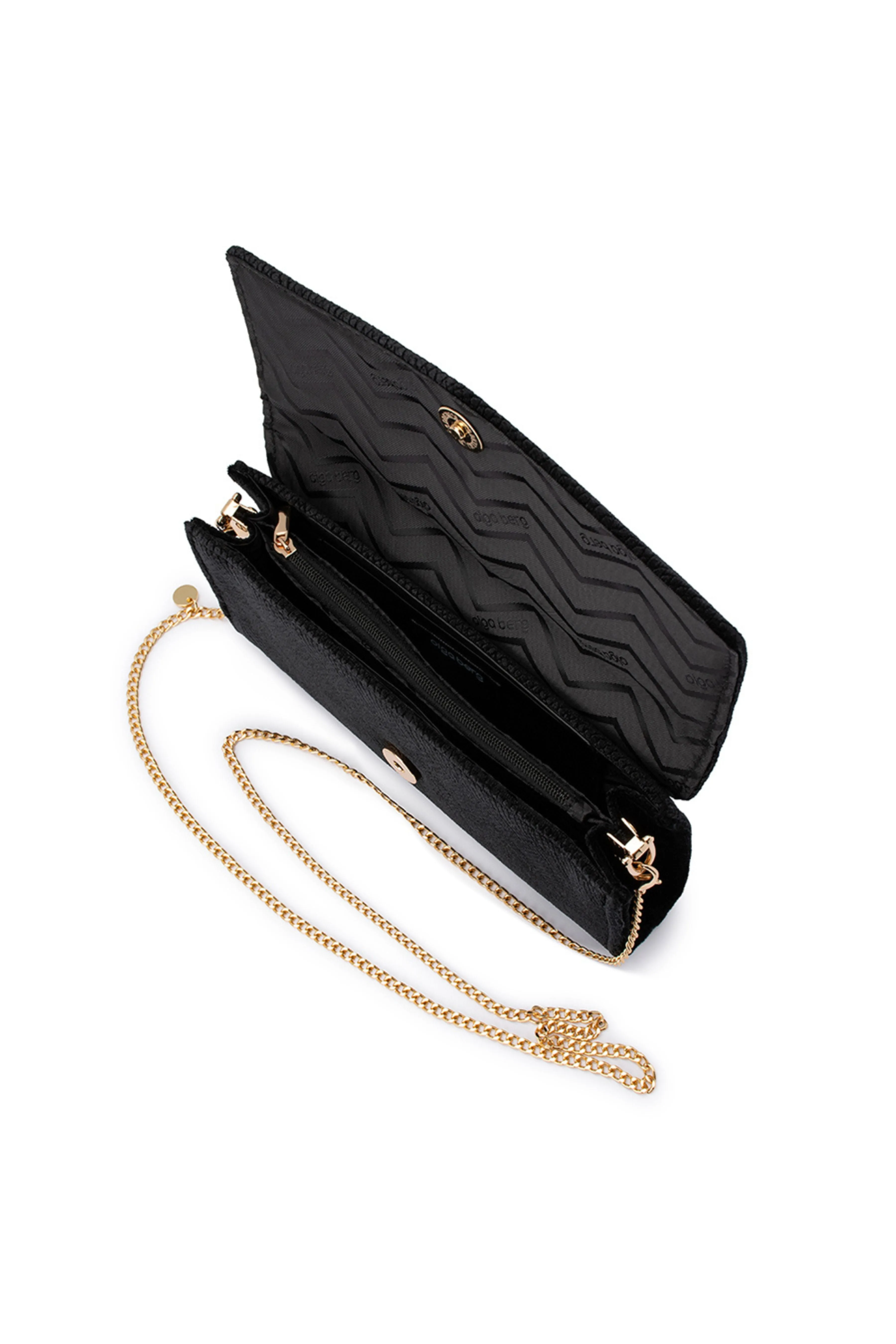 Nicoletta Velvet Envelope Clutch - Black