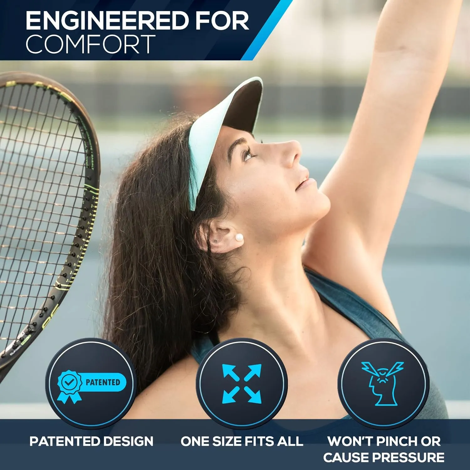 No Headache Sun Visor for Women | Stylish, Lightweight Square Brim Hat | Comfortable UV Protection for Golf, Tennis & Travel