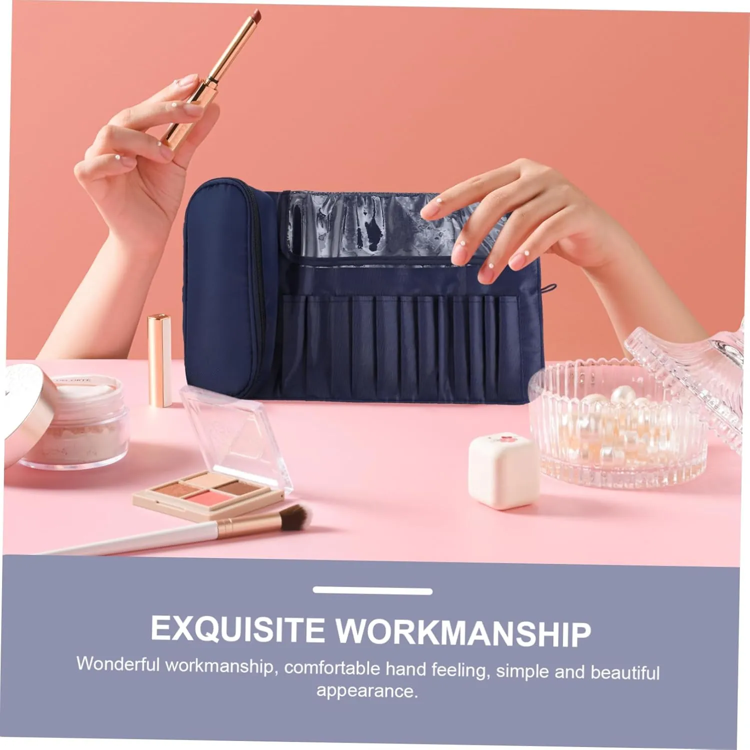 NOLITOY Folding Makeup Brush Holder Rolling Case Travel Makeup Kit Brush Storage