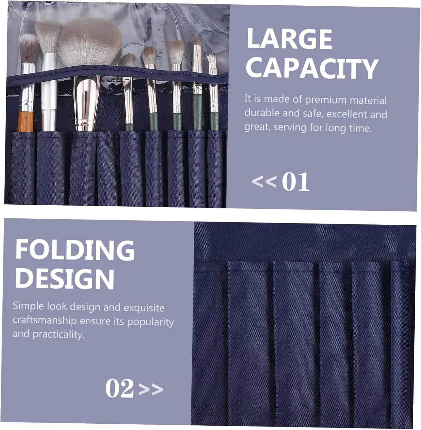 NOLITOY Folding Makeup Brush Holder Rolling Case Travel Makeup Kit Brush Storage