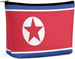 North Korea Flag Travel Friendly Makeup Bag Compact Waterproof Cosmetic Pouch Organizer for Women