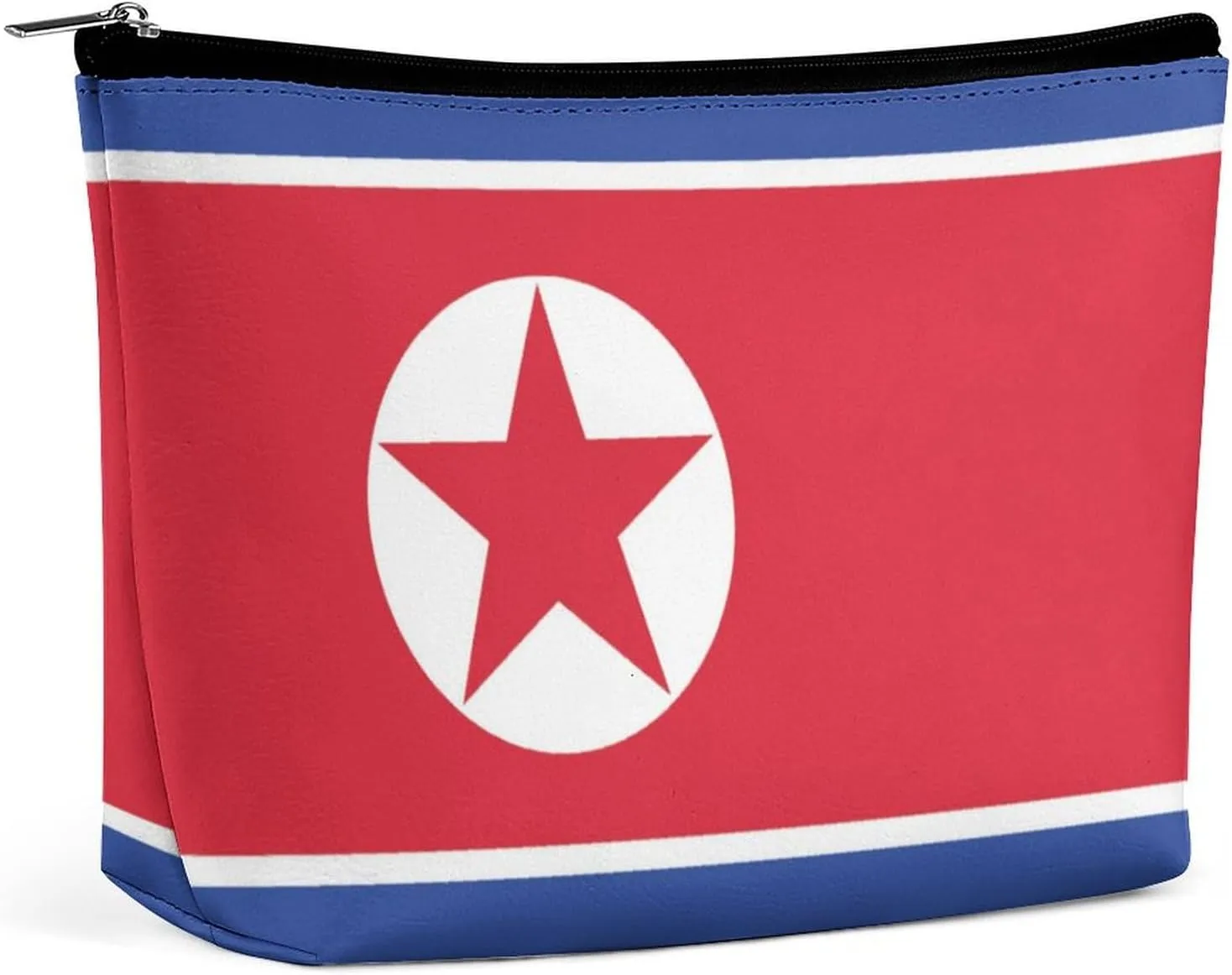North Korea Flag Travel Friendly Makeup Bag Compact Waterproof Cosmetic Pouch Organizer for Women