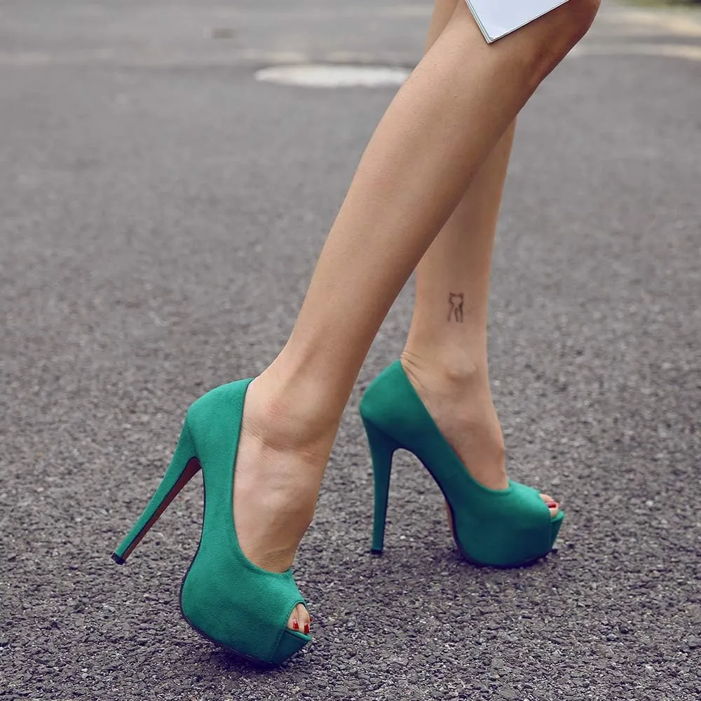 OCHENTA Women's Peep Toe Prom Heels Platform High Heels Sexy Dress Pumps