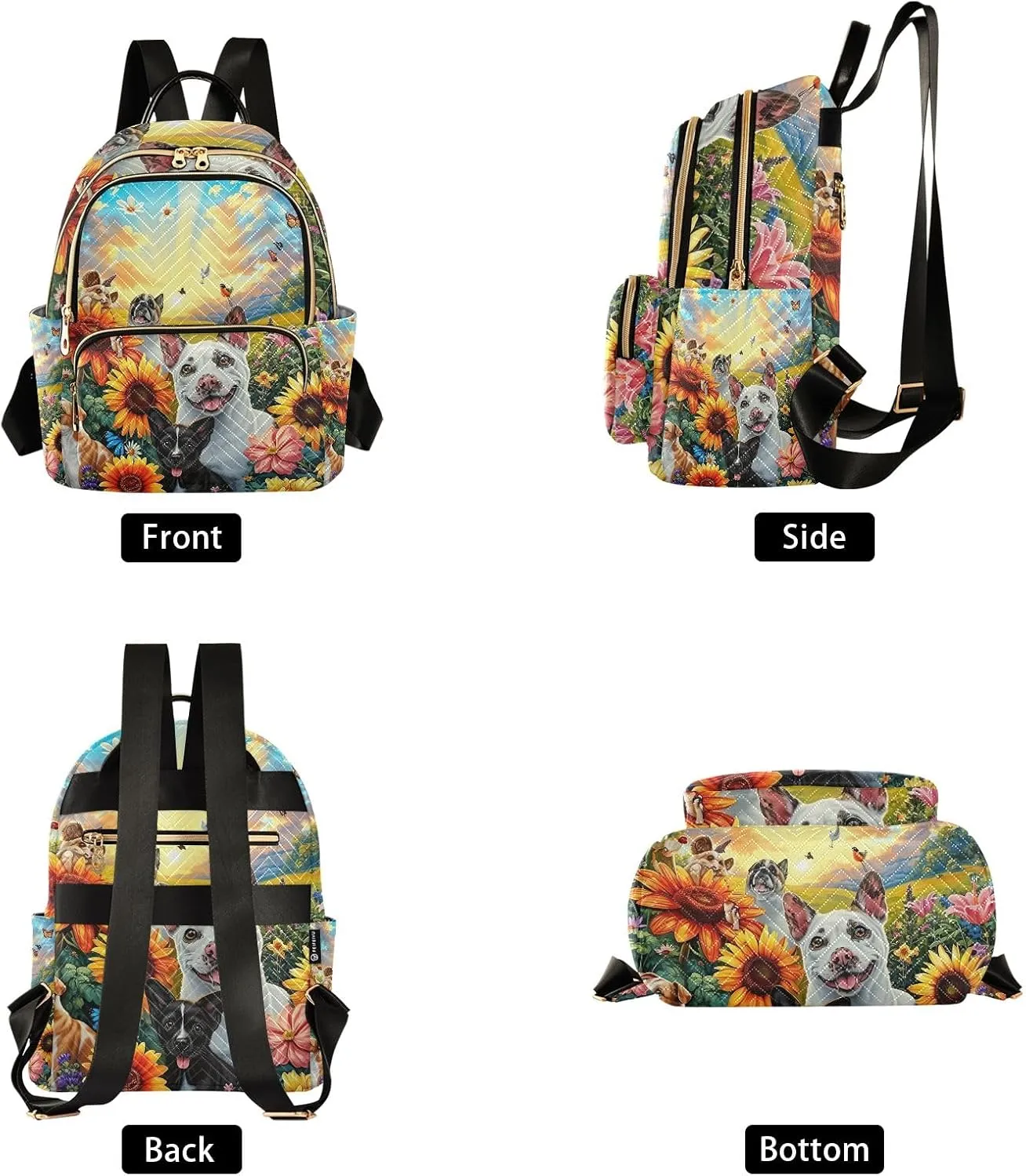 ODAWA Cute Pets Floral Sunset Quilted Backpacks Small Backpack Purse Anti Theft Travel Backpack