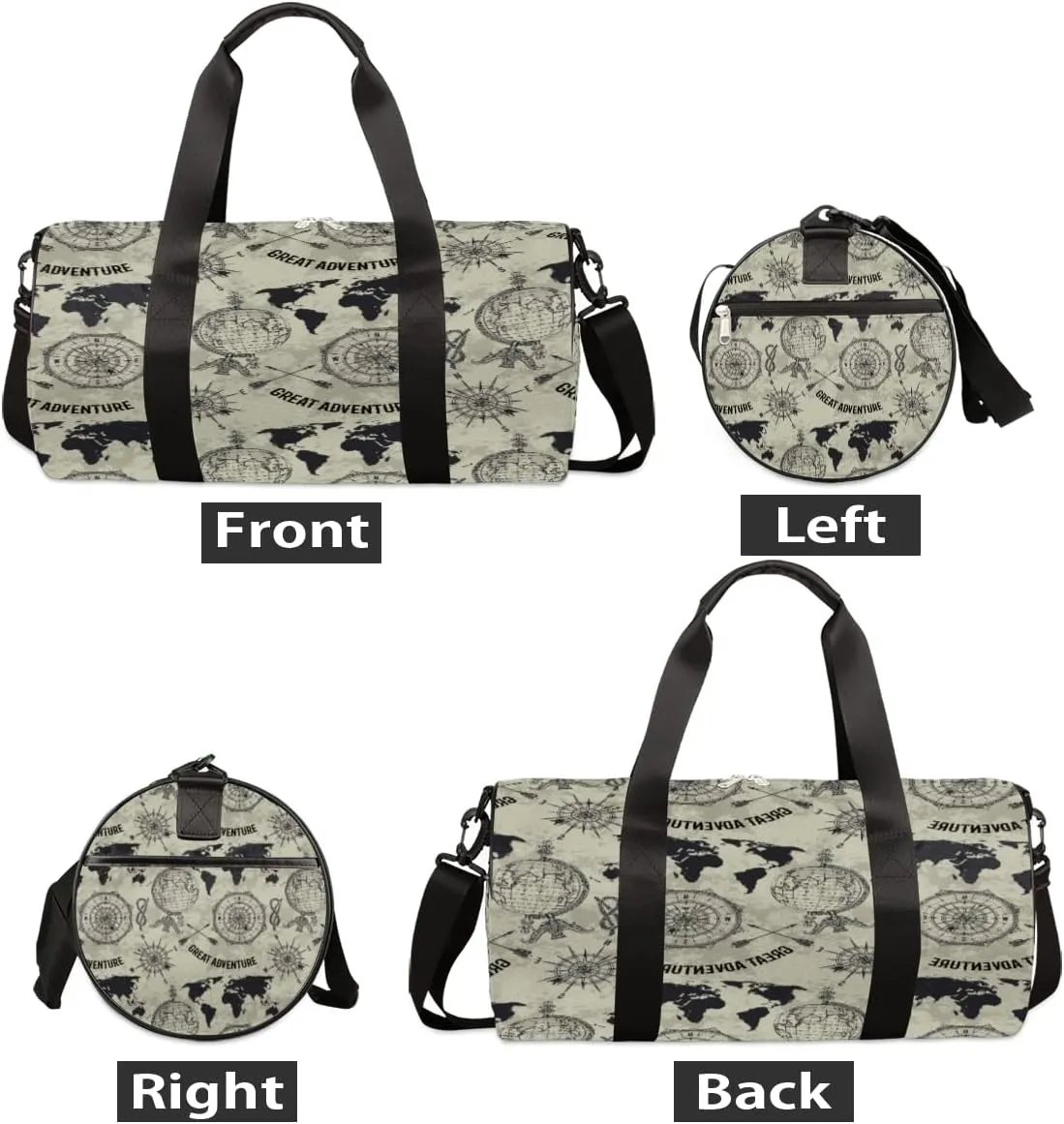 Old Adventure Map Gym Bag Small Gym Duffel Bags for Men Women Gray Overnight Weekender Bag Lightweight Sport Duffle Bag Carry On Gymbag