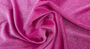 One Way Stretch Velvet Glitter Hot Pink