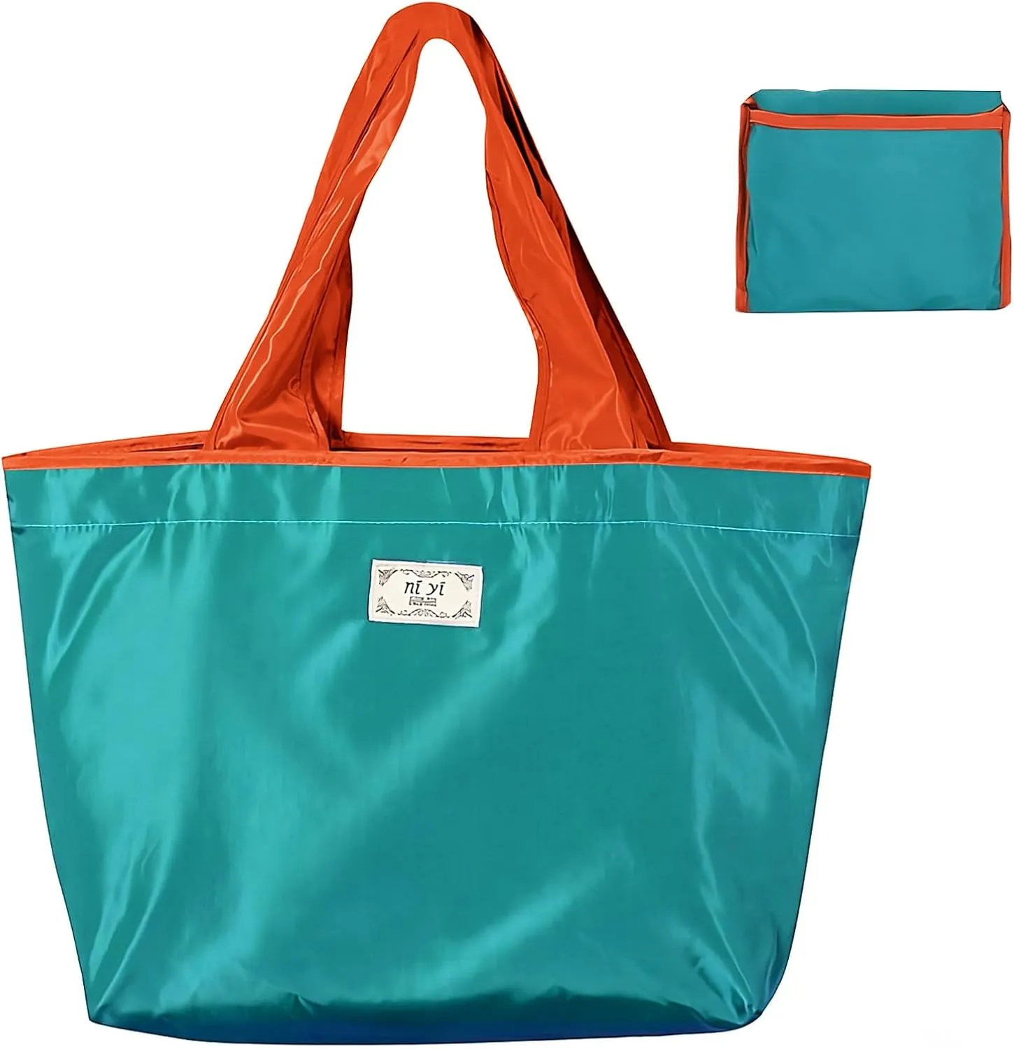 OSAGIE Reusable Grocery Bag Foldable Shopping Bag with Pocket Extra Wide Handle Portable Durable Washable Tote Bags for Women
