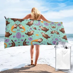 Otters Premium Compact Microfiber Travel Towel-Featherlight & Quick Dry,Sand-Resistant Beach Towel for Swimming,Camping,Vacation Essentials with Carry Pouch
