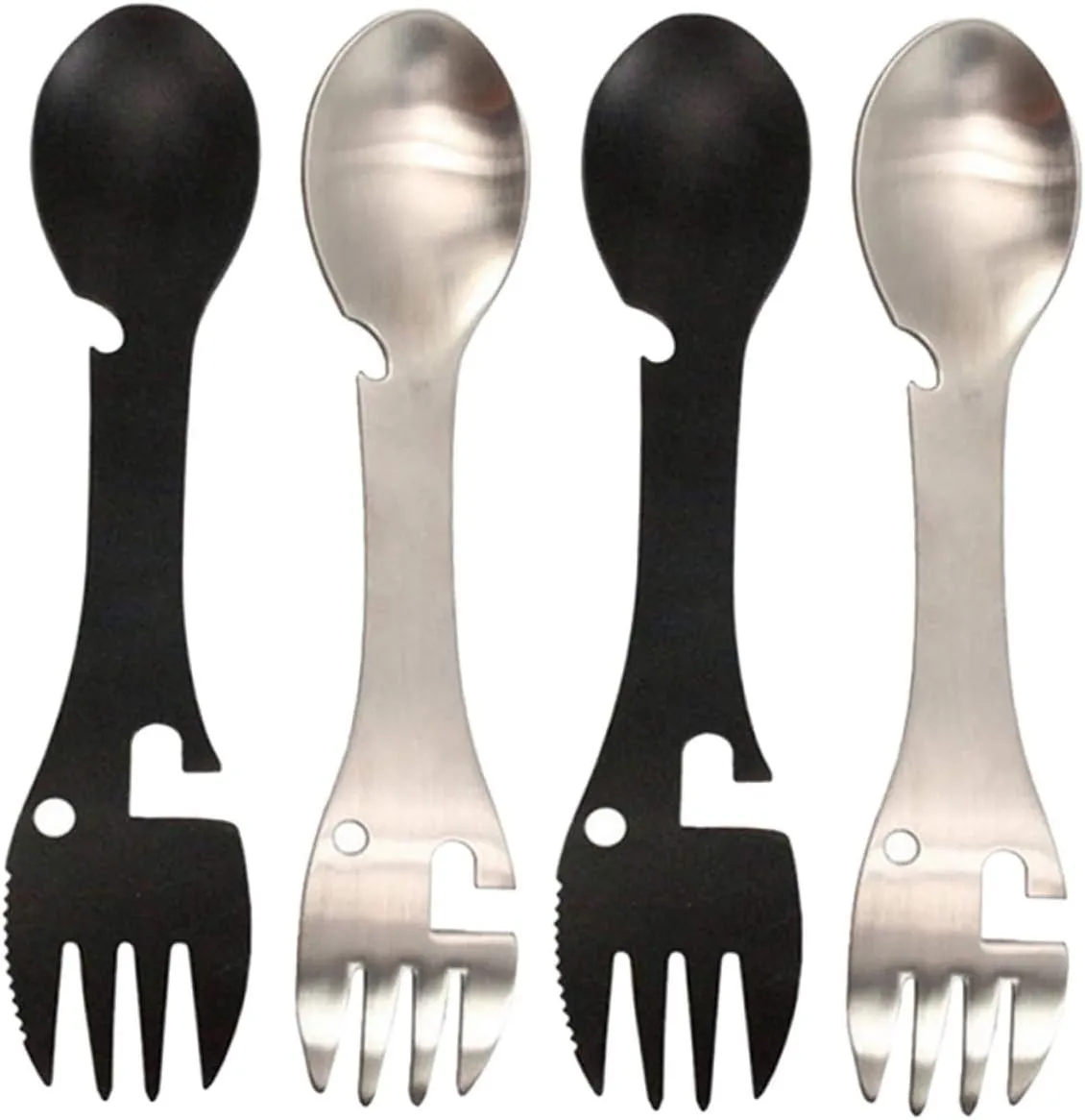 Outdoor Tableware Multi-purpose Fork Bottle Openers Compact Stainless Steel Spork Set