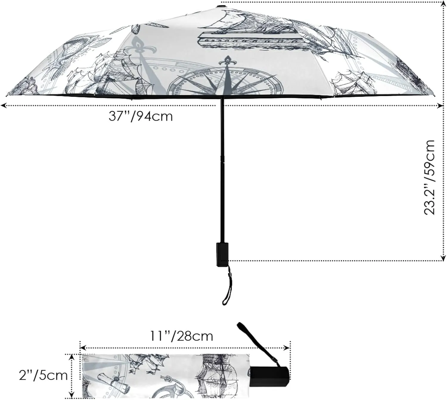Oyihfvs Parasol Folding Umbrella, Reinforced Windproof Waterproof, Portable Compact Anti-UV Sun Rain Protection for Travel Outdoor