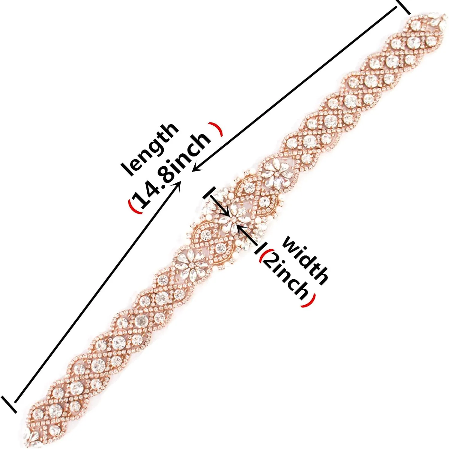 Pardecor Wedding Belt Rhinestone Belt Bridal Wedding Dress Sash Trim Rhinestone Applique Dress Belt Crystal Sash Accessories