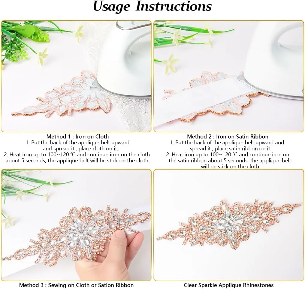 Pardecor Wedding Belt Rhinestone Belt Bridal Wedding Dress Sash Trim Rhinestone Applique Dress Belt Crystal Sash Accessories