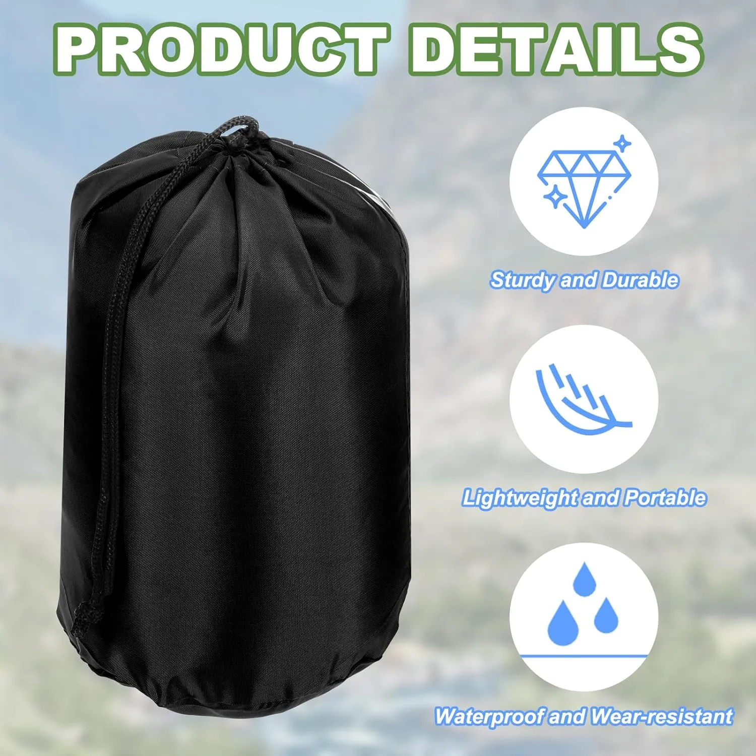 PATIKIL Stuff Sack, Waterproof Outdoor Storage Sack Portable Drawstring Dust Flap Bags Lightweight Sleeping Bag for Camping Hiking Travel