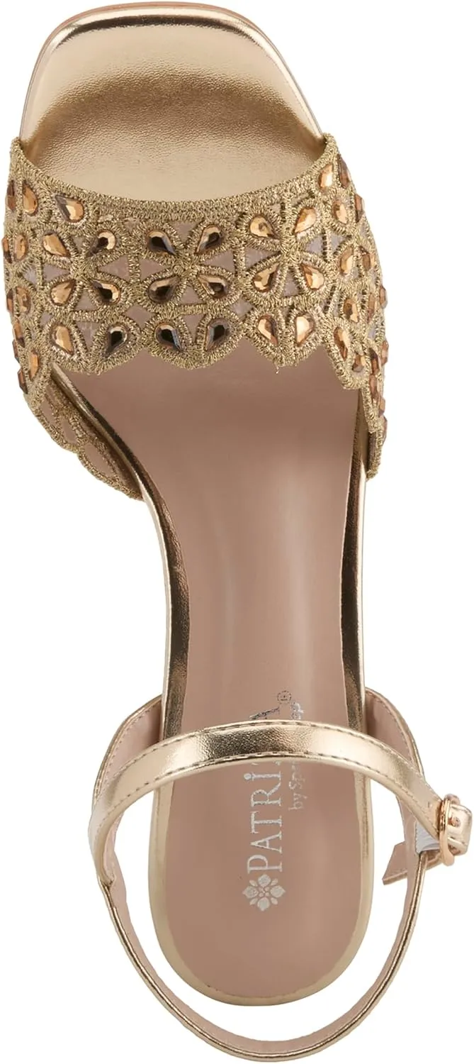 PATRIZIA Women's KAYLEIGH Buckle Heels - Lace Upper, Crystal Accents, Elegant Design