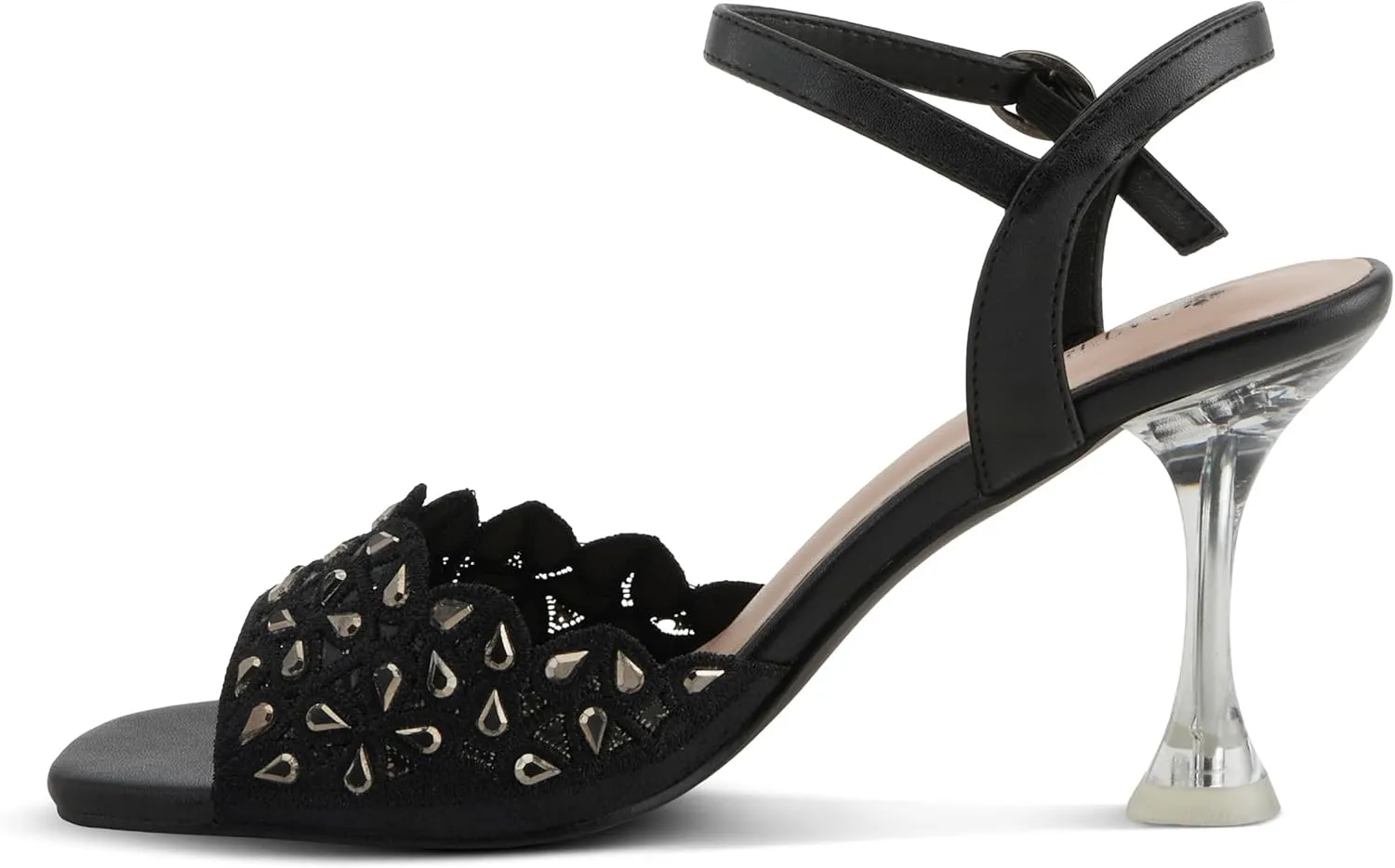 PATRIZIA Women's KAYLEIGH Buckle Heels - Lace Upper, Crystal Accents, Elegant Design