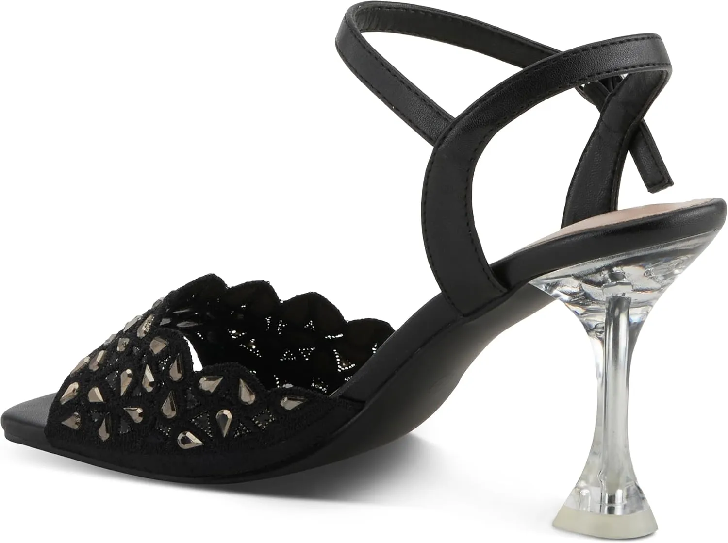 PATRIZIA Women's KAYLEIGH Buckle Heels - Lace Upper, Crystal Accents, Elegant Design