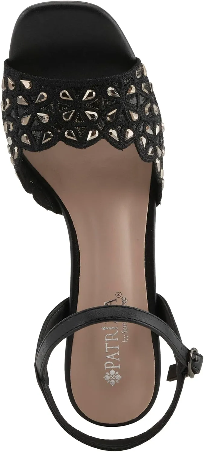 PATRIZIA Women's KAYLEIGH Buckle Heels - Lace Upper, Crystal Accents, Elegant Design