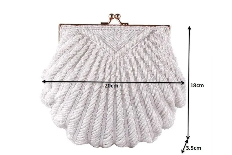 Pearl Beaded Shell Chain Bridal Clutch Bags Wedding Handbag
