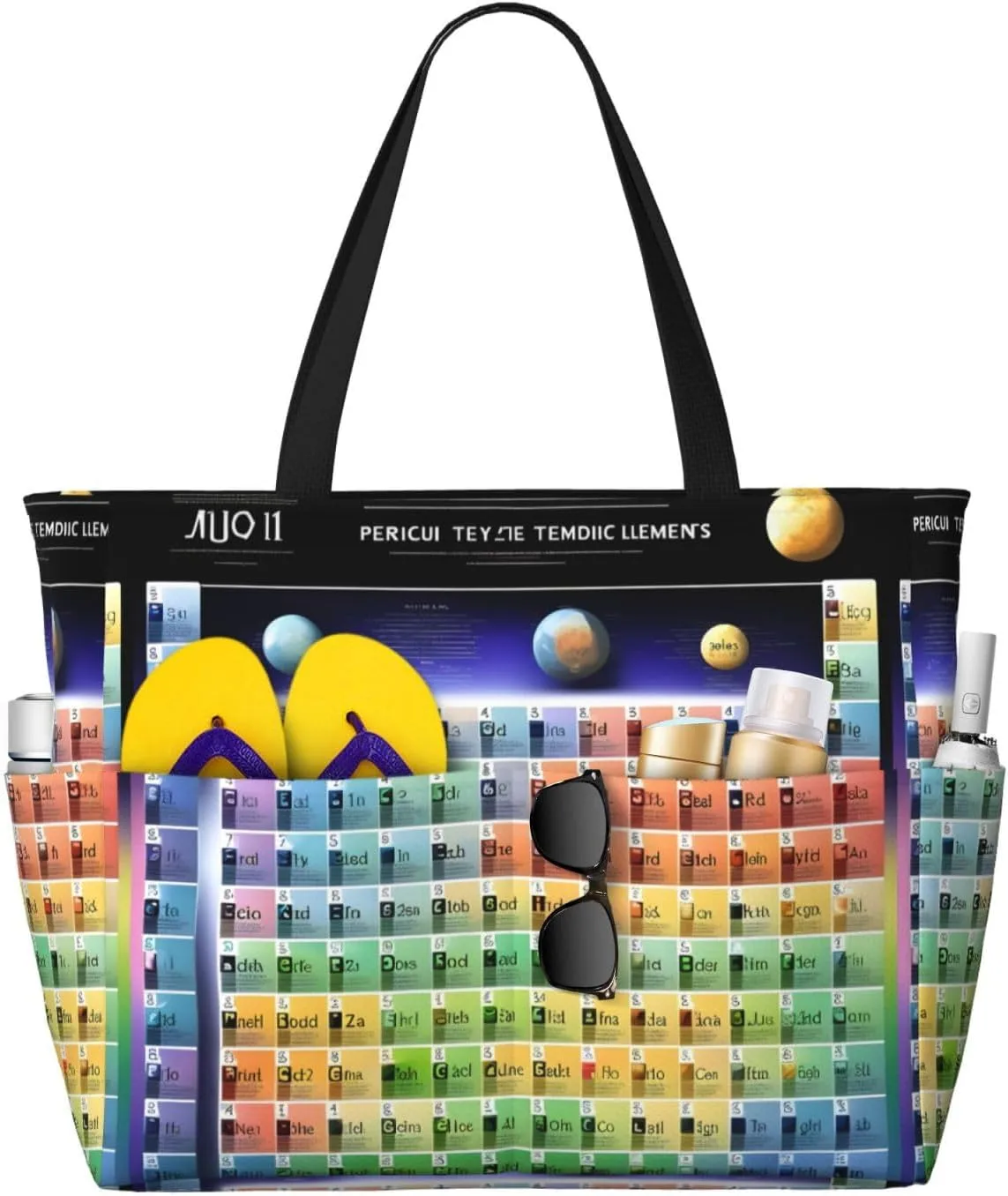 Periodic Table Of Elements Print Tote Bag Travel Companion For Beach Vacation Picnic & Daily Sporting Activities
