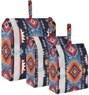 Persian Pattern Travel Storage Bag with Lanyard - Portable Lightweight Classified Storage Bag with Zipper, Dust and Waterproof Travel Packing Cube for Suitcase,3 Pieces