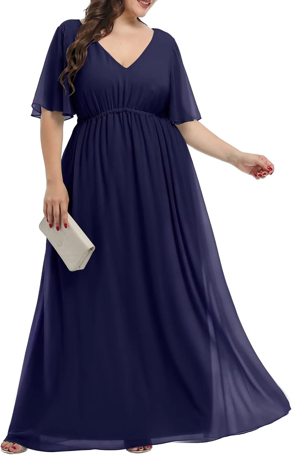 Pinup Fashion Women Bridesmaid Dresses for Wedding Guest Plus Size - Formal Chiffon Long Maxi Dress