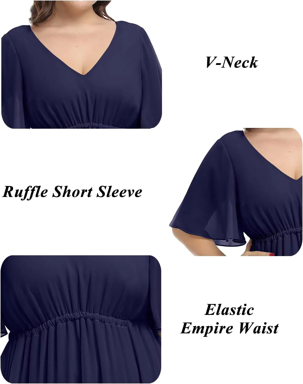 Pinup Fashion Women Bridesmaid Dresses for Wedding Guest Plus Size - Formal Chiffon Long Maxi Dress