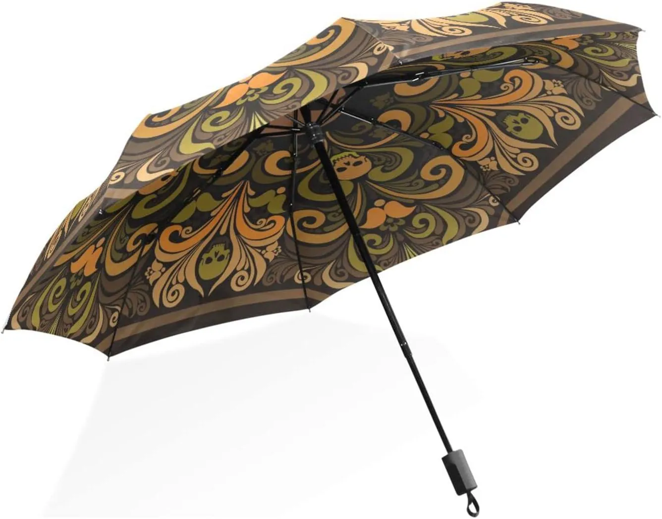 Poeticcity Rain Travel Umbrella, Hand Open Close Windproof Waterproof Folding Umbrella, Compact Canopy Strong Ray Parasol Umbrella