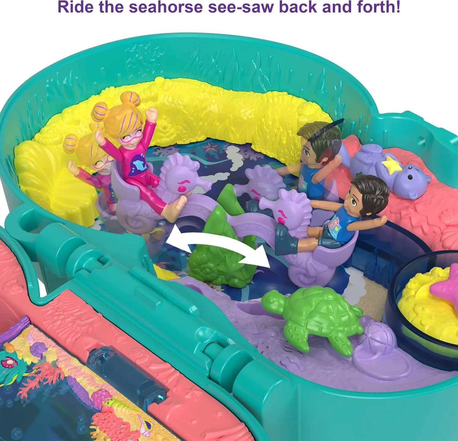 Polly Pocket Compact Playset, Otter Aquarium with 2 Micro Dolls & Accessories, Travel Toys with Surprise Reveals (Amazon Exclusive)