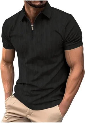 Polo Shirts for Men Short Sleeve Lightweight Collared Shirts Casual Golf Stylish Tops Solid Color Work Shirts