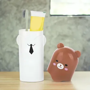 Portable Cartoon Toothbrush Holder for Cute Travel & Camping Storage Case for Bathroom Use