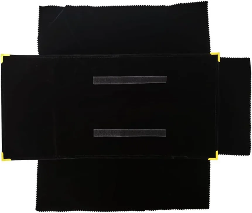 Premium Jewelry Roll Organizer for 16 Necklaces 55cm x 29cm Metal Snap & Velcro Closure - Ideal for Travel and Storage (Black with golden corner)