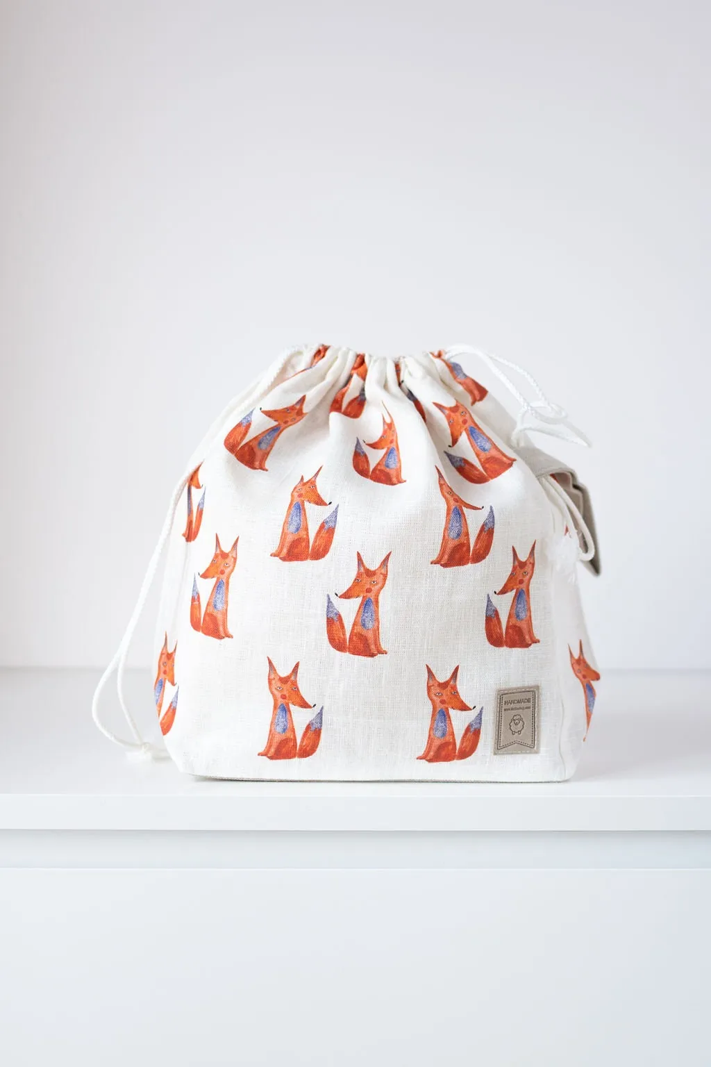 Project Bag. Small. Special KnitterBag design. Fox pattern
