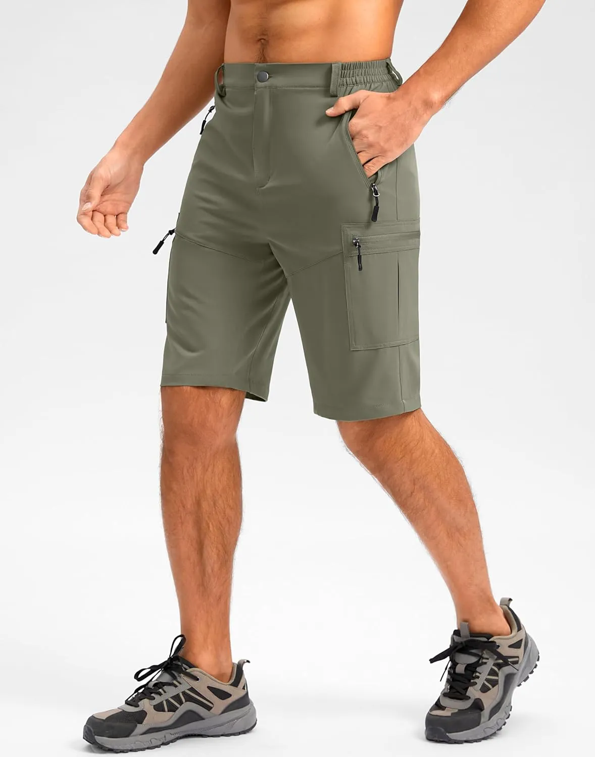 Pudolla Men's Hiking Shorts 11" Lightweight Cargo Work Shorts for Men Summer Travel Golf Casual Outdoor with 5 Pockets