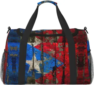 puerto rico wallpaper flag Print Travel Duffle Bag Large Capacity Tote Stylish Weekender Bag for Outdoor Activities