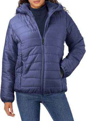 Puffer Jacket Womens Women's Quilted Lightweight Jackets Travel Full Zip Long Sleeve Puffy Coat with Hood Fall Casual