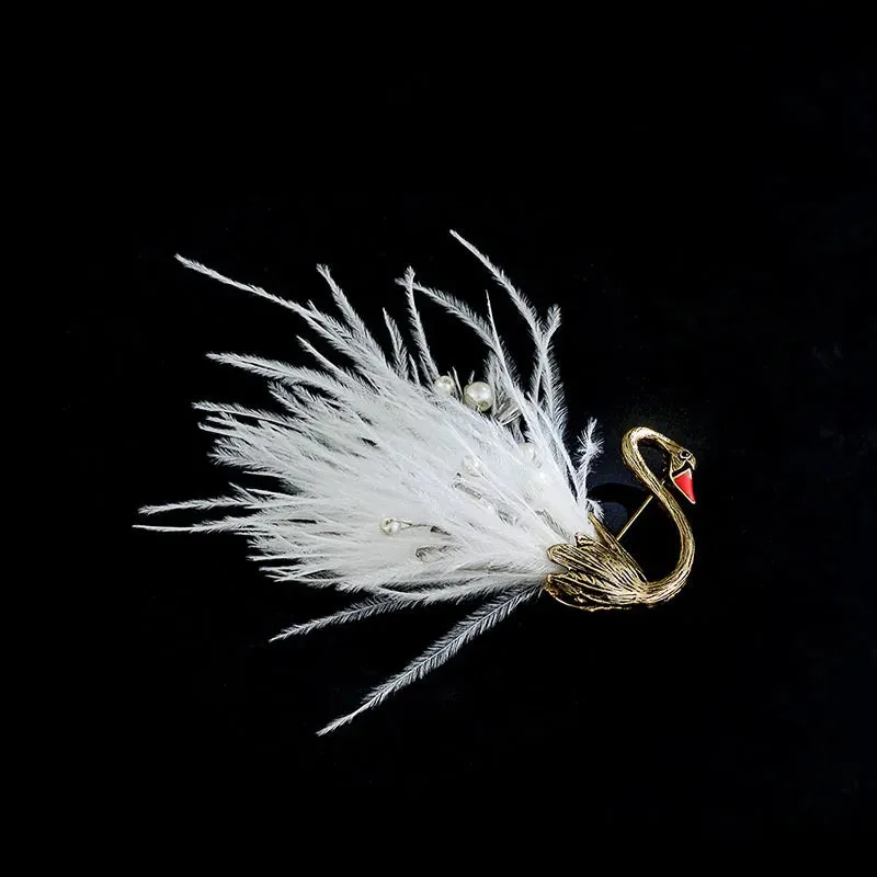 "Black Swan" Feather Brooch