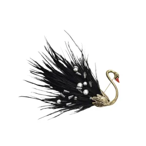 "Black Swan" Feather Brooch